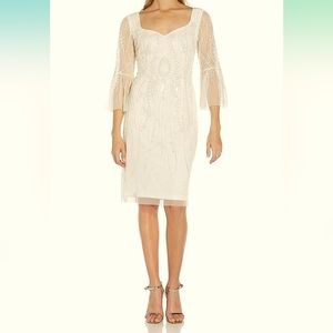 Adrianna Papell Women's Beaded Short Dress, Ivory, size 2